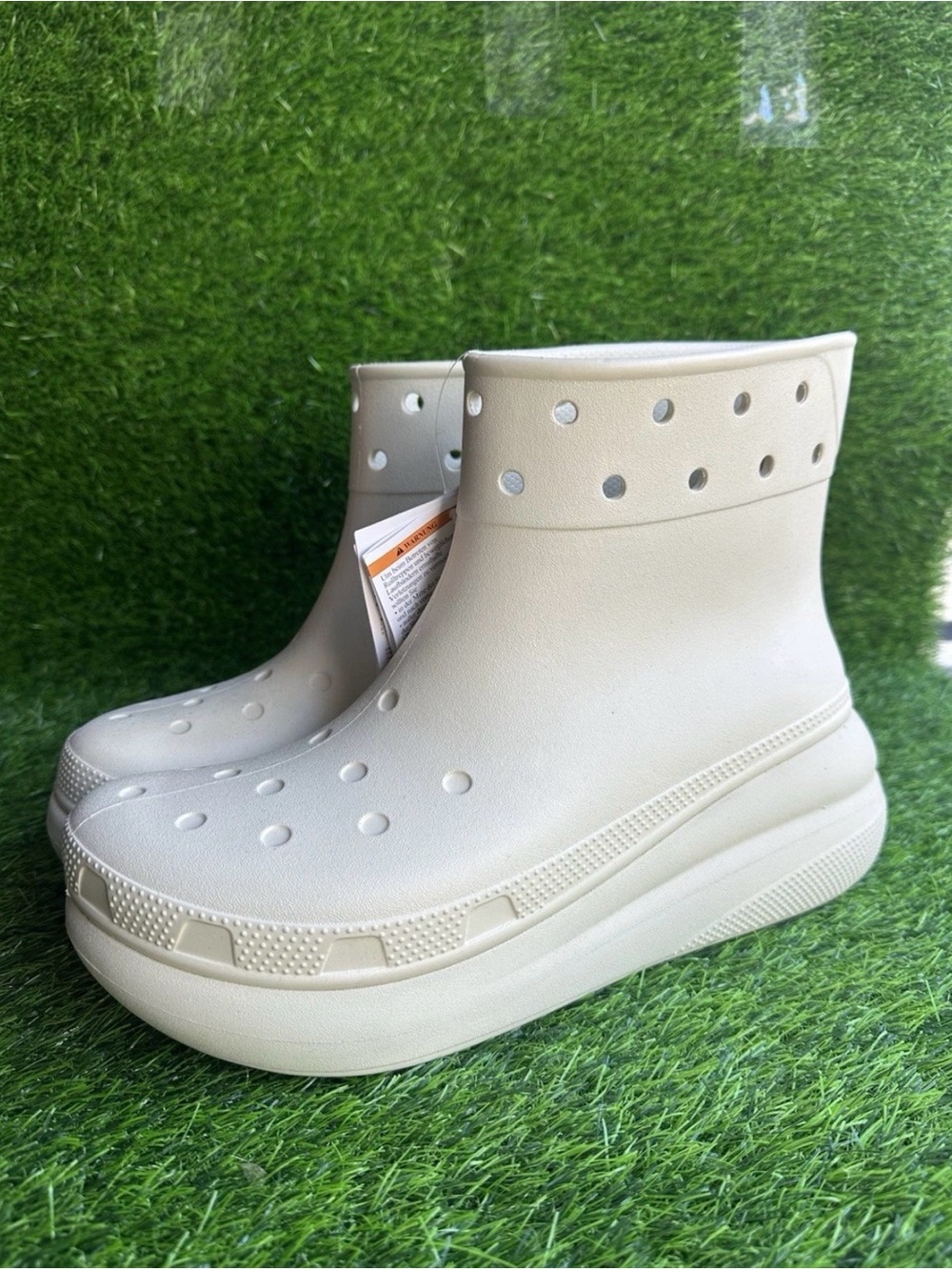 CROCS Platform Ankle Booties in Cream